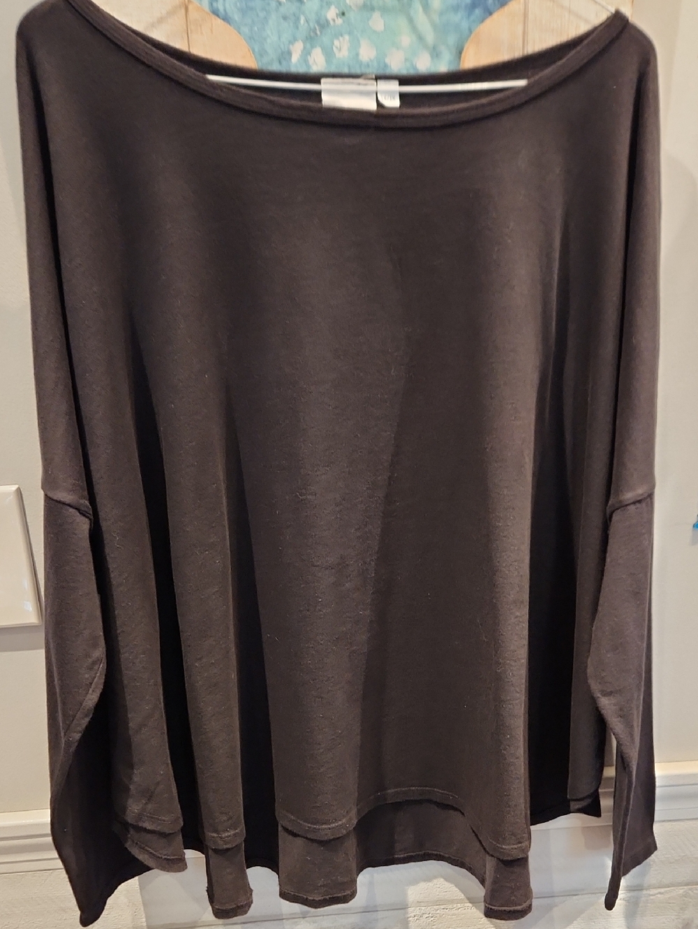 NWT And For Good Women's Sz 1X/2X Loose Black Long-Sleeve Boatneck Top